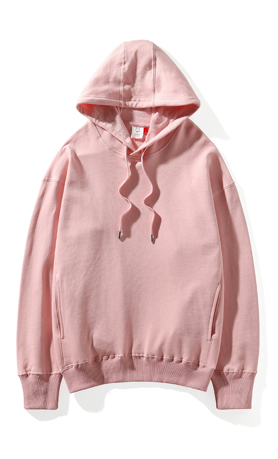 宽松落肩袖侧缝插袋秋冬320克纯棉大毛圈套头连帽卫衣男街潮帽衫