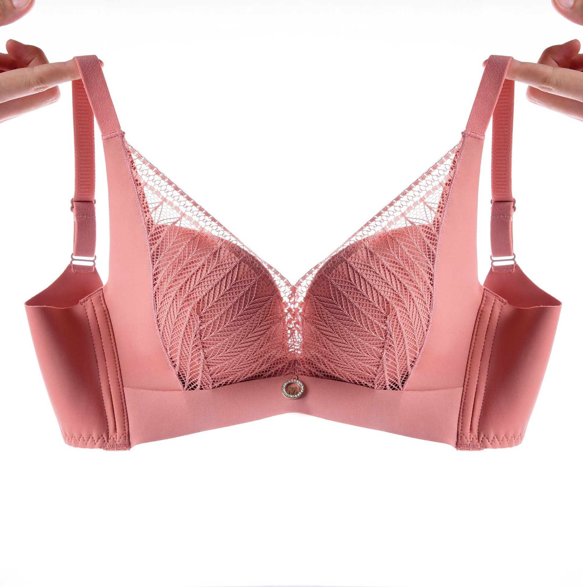 性感小胸聚拢蕾丝文胸亲肤柔软无钢圈内衣侧边加宽调整型文胸新款