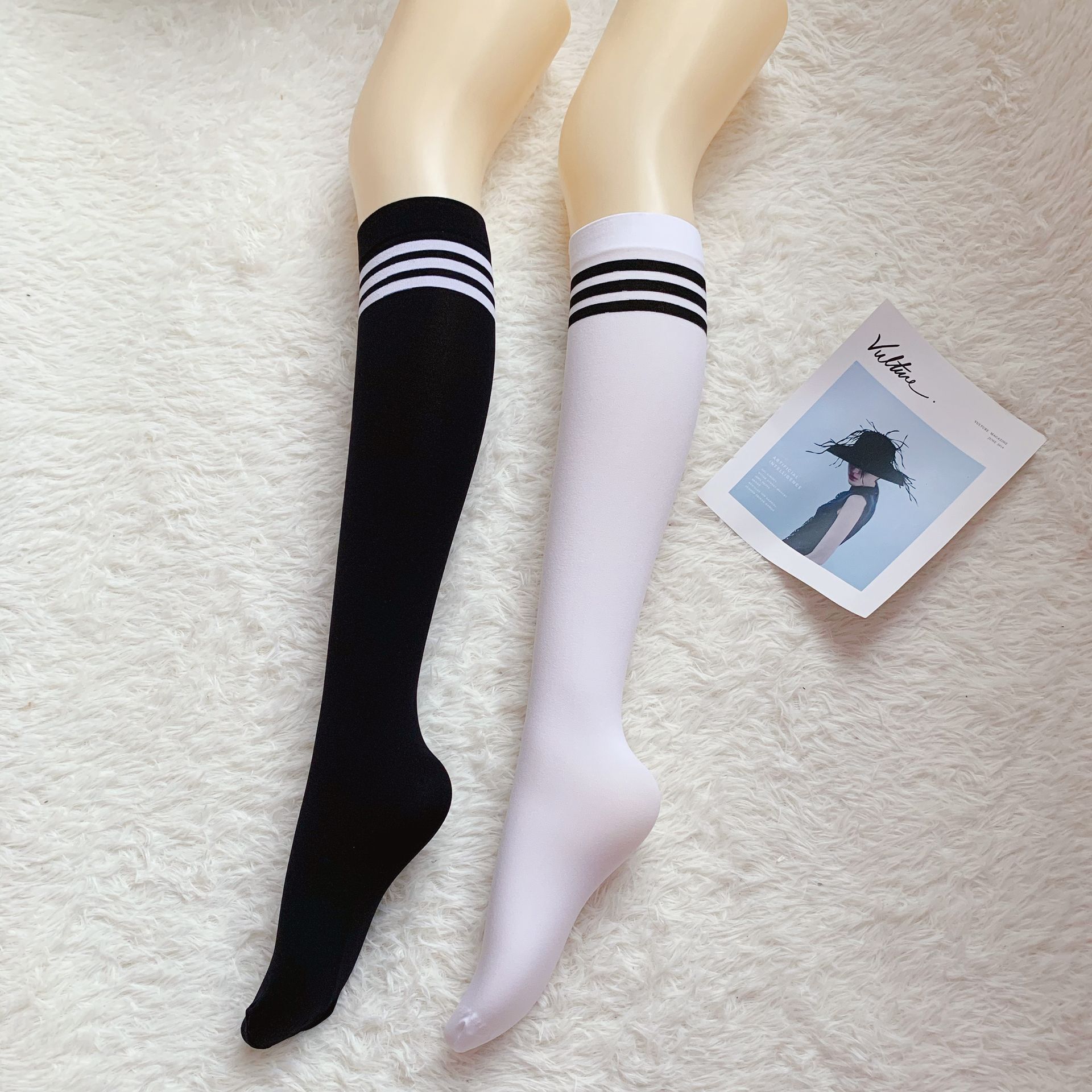 夏季长筒袜女过膝小腿袜白色薄款袜高筒袜子jk学院风天鹅绒中筒袜