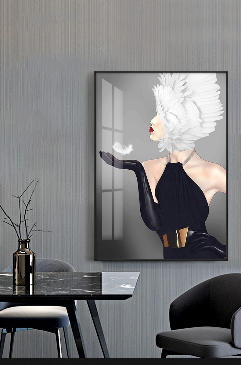 现代轻奢个性人物装饰画简约玄关走廊挂画时尚餐厅北欧客厅壁画