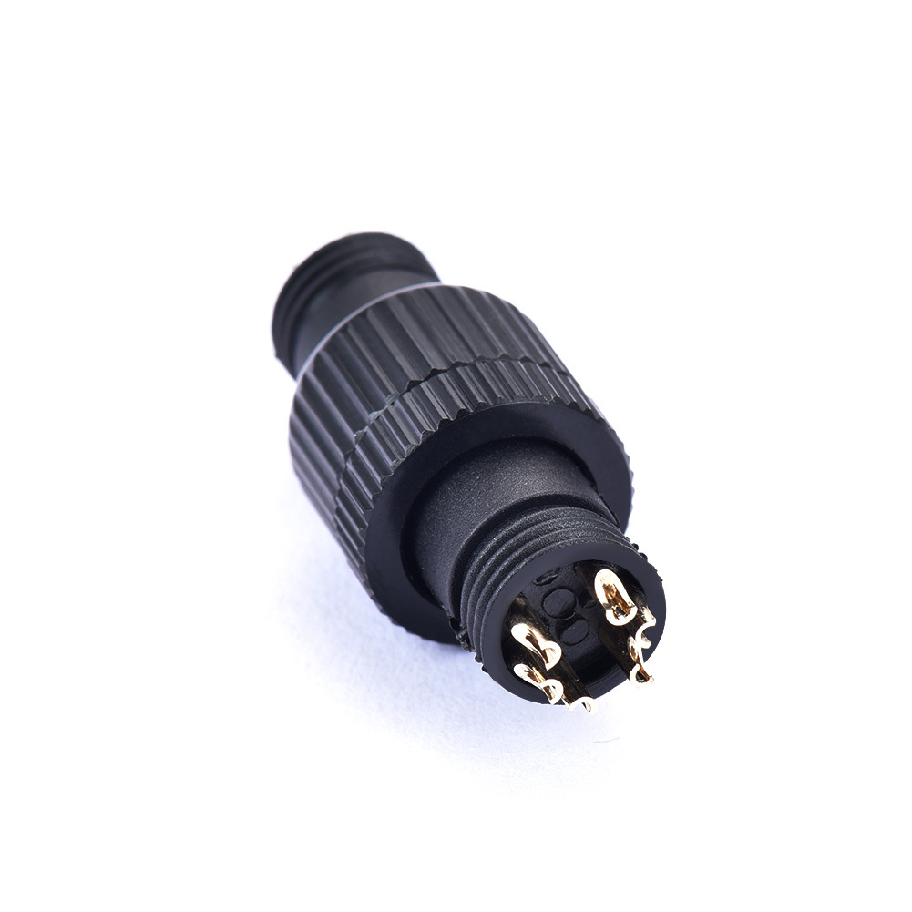 m12 6芯防水连接器隧道灯防水线插头可定制塑胶尼龙公母防水接头