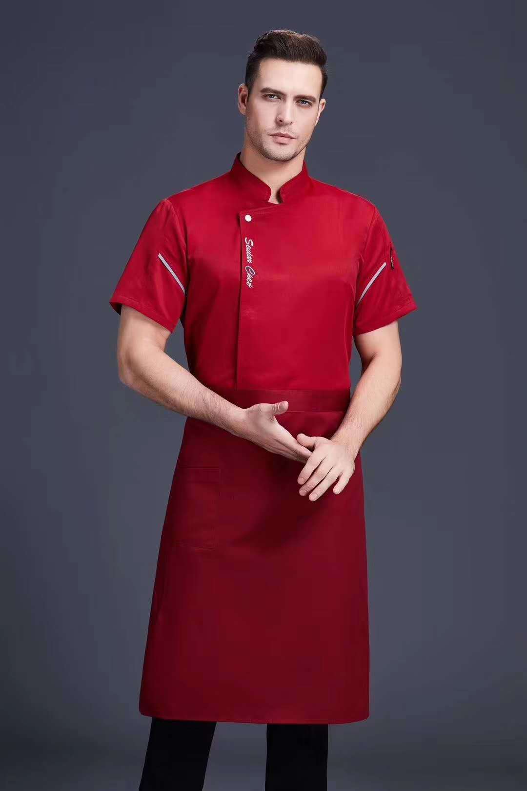 厨师工作服男短袖厨房工衣后厨衣服餐饮火锅酒店食堂服装夏季带网