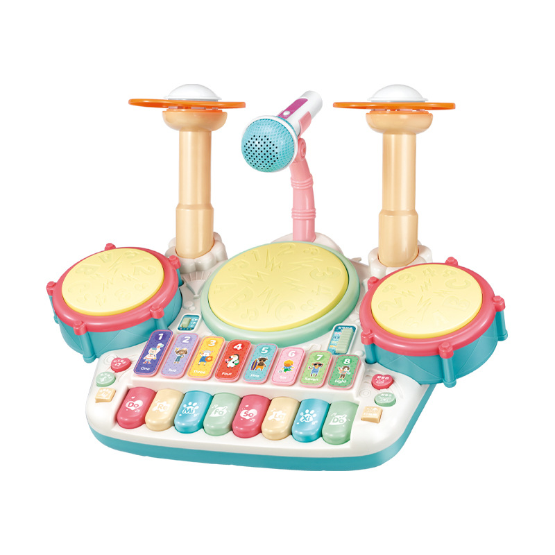 Children's Jazz Drum Kit Musical Instrument Packages Microphone Drum Set Puzzle Percussion Piano Combination Enlightenment Music Toy One Piece Dropshipping