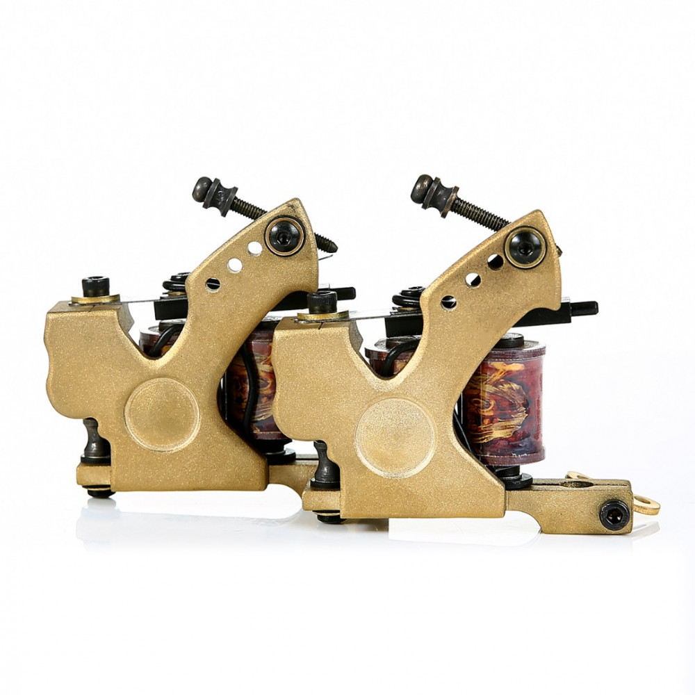 传统纹身线圈机 金色纯铜材质精雕纹身线圈机 专业割线打雾机器