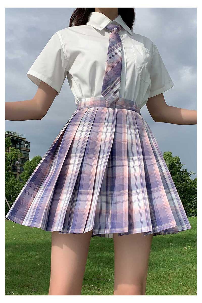 芋泥jk制服春夏日系高腰学生格纹学院风女背带百褶裙可爱格裙
