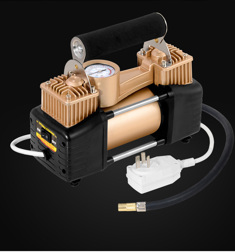 220v家用双缸充气泵电动高压小型车载打气筒汽车用轮胎加气充气机