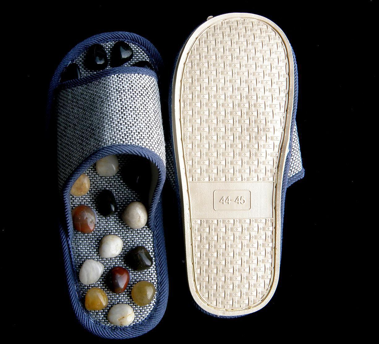 鹅卵石足底按摩拖鞋穴位按摩保健鞋防滑男女家居家情侣石子鞋脚底