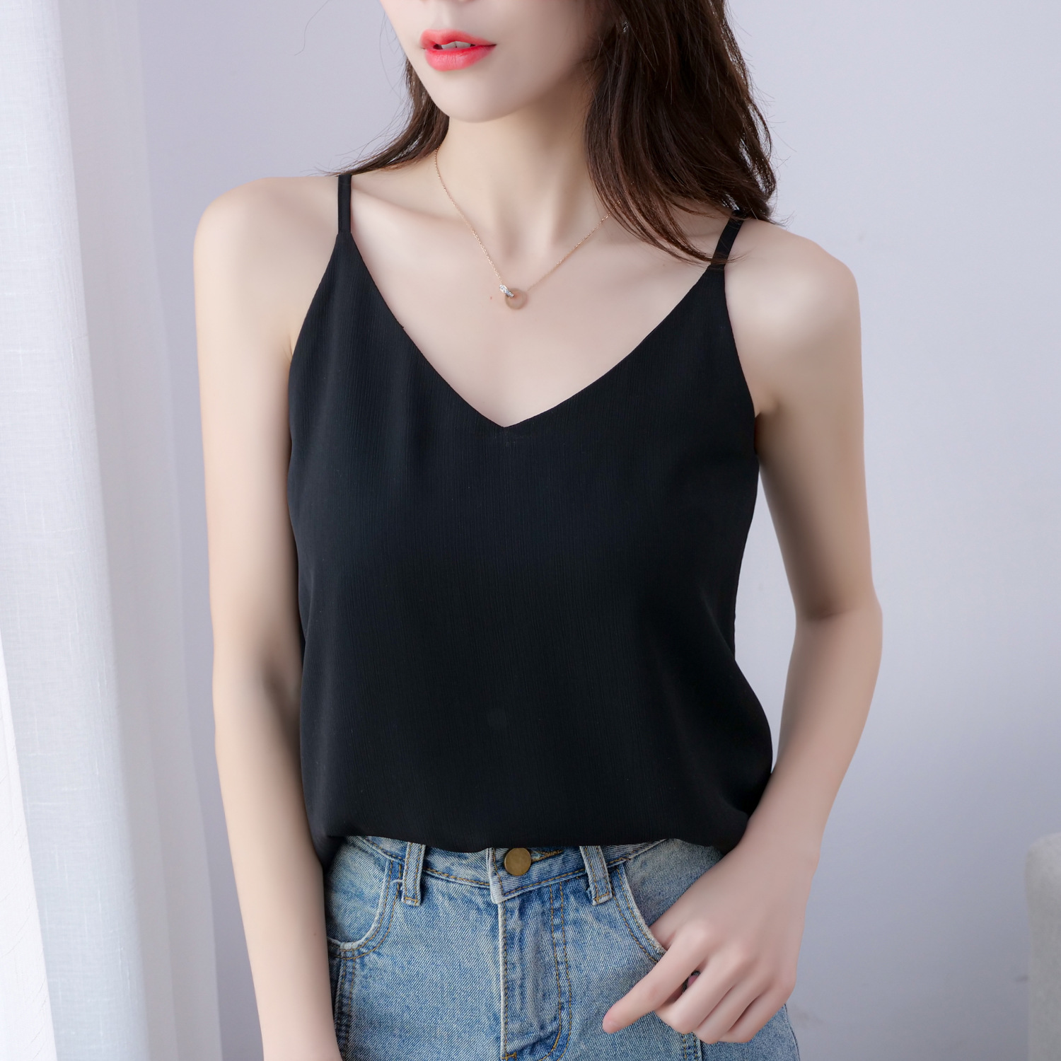 吊带雪纺背心甜美