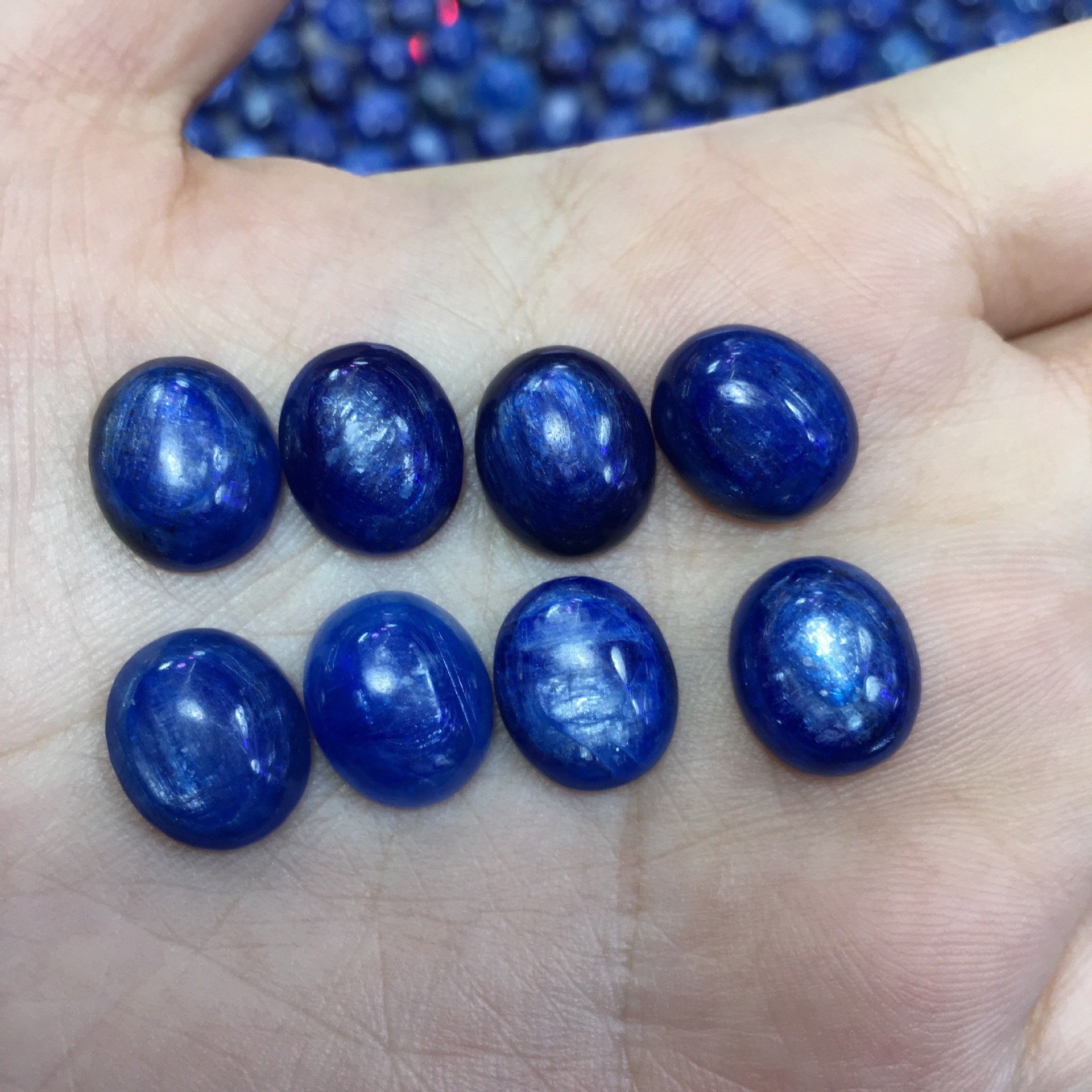 天然蓝晶石戒面 裸石 diy饰品镶嵌配石8*10mm戒面 蓝晶石戒面批发