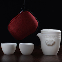 羊脂玉白瓷快客杯一壶二杯过滤内胆泡茶壶便携式旅行茶具套装定制