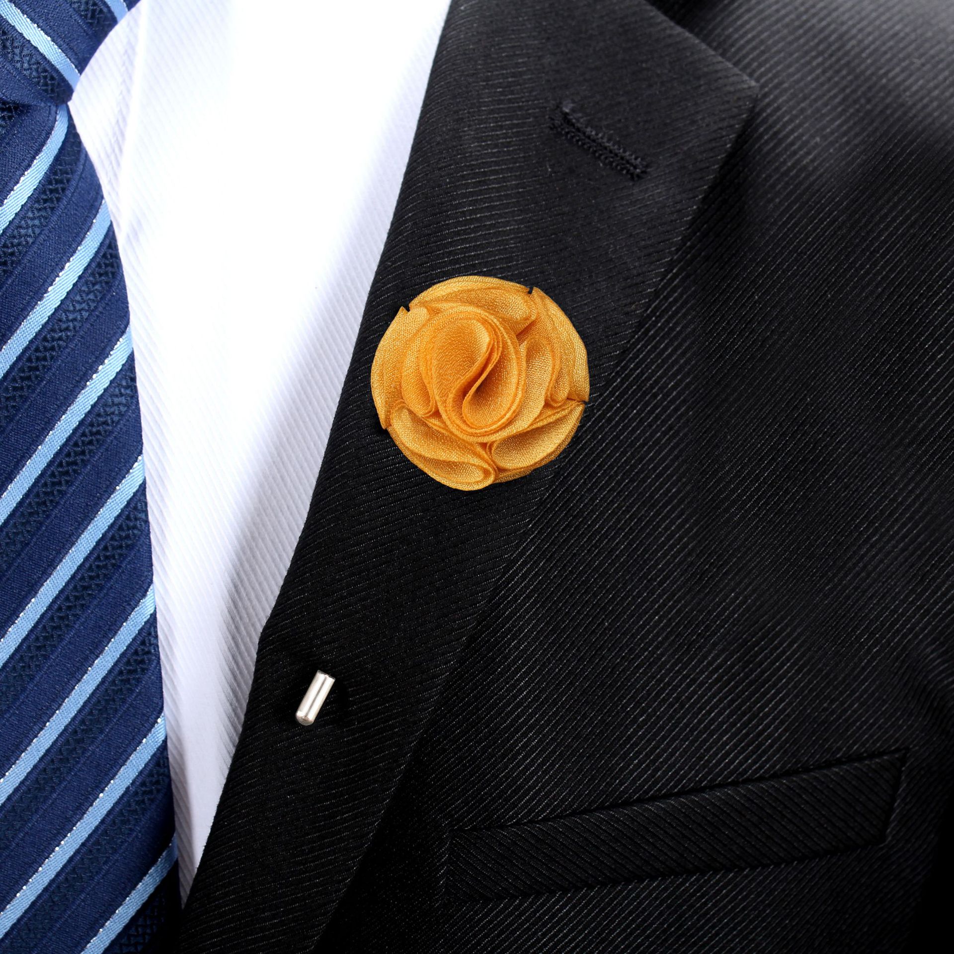 mei-010韩版男士西服插式长胸花经典花卉百搭男士胸针仿真丝胸花