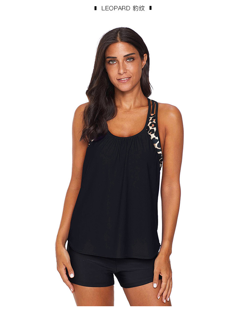 时颖亚马逊款tankini背心款两件套遮肚妈妈装保守沙滩泳衣411023