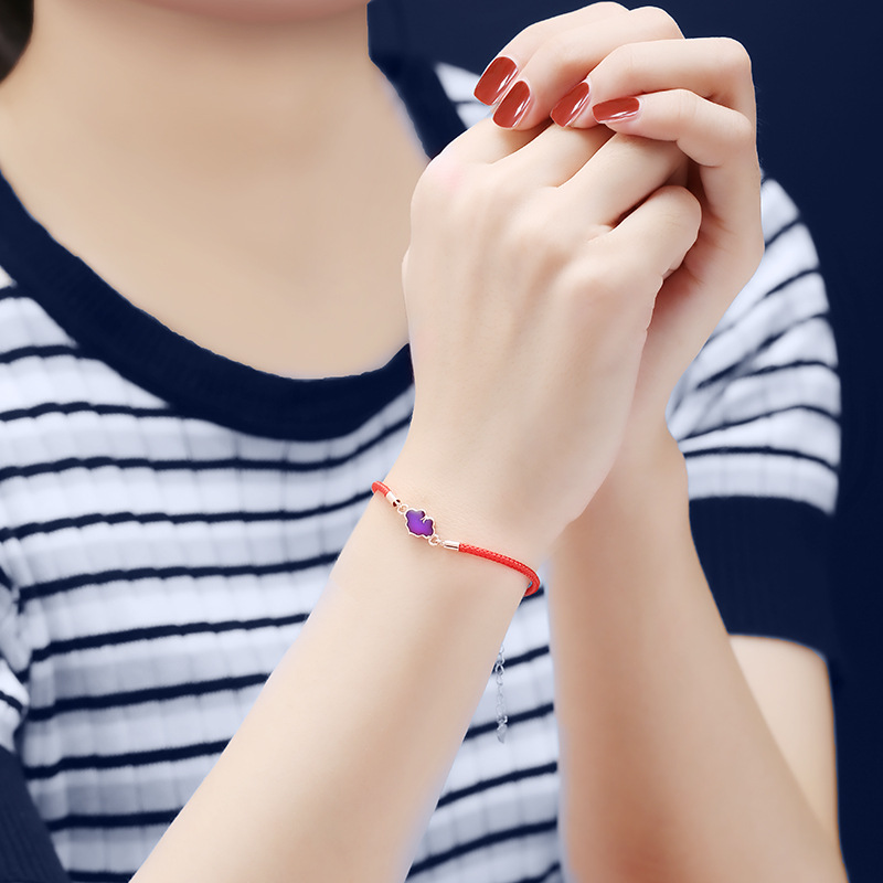 龙结s925银爱情锁手链国潮宫廷珐琅感温变色手绳手工上新了故宫