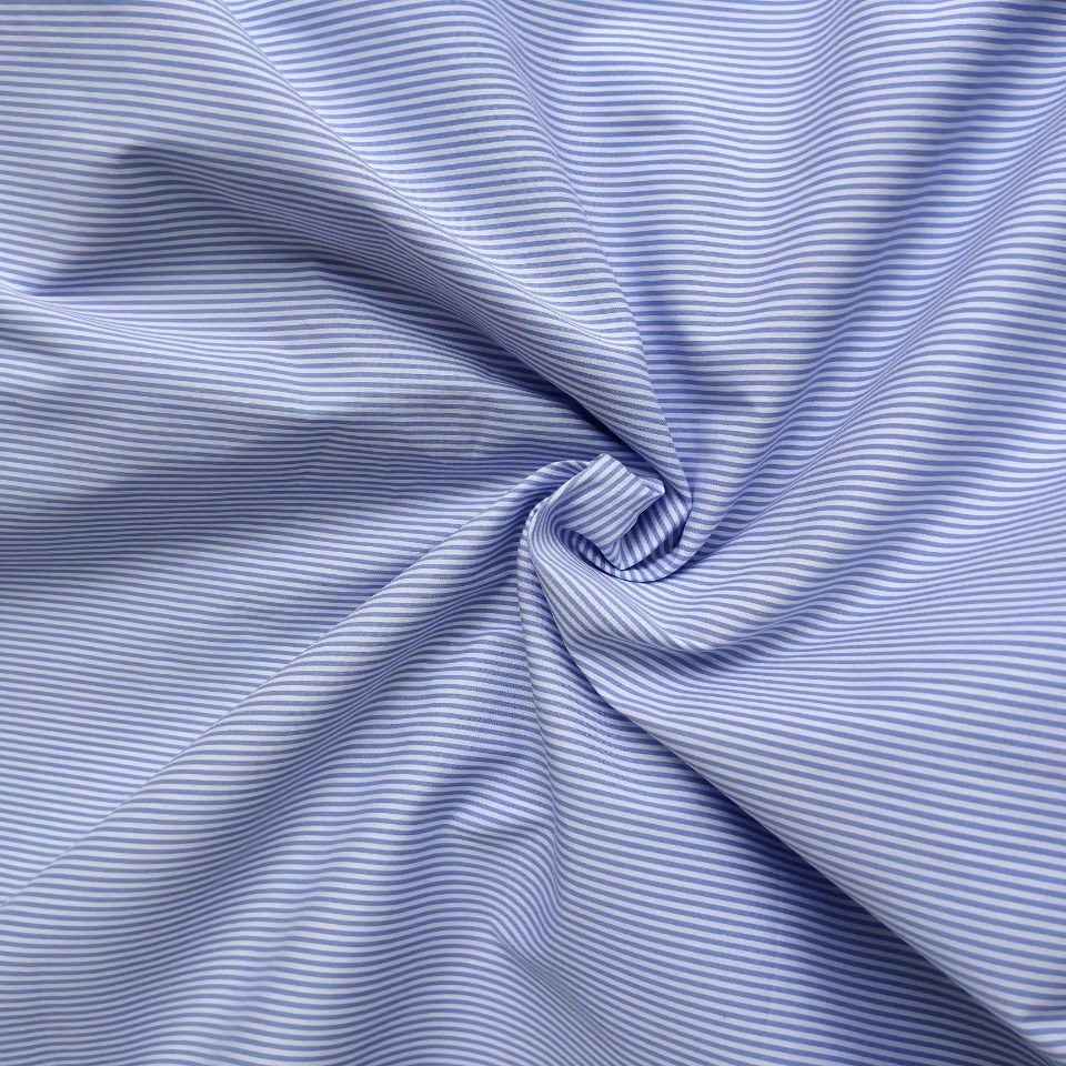 现货40支棉锦弹力色织布多规格均匀条子面料男女装衬衣连衣裙面料