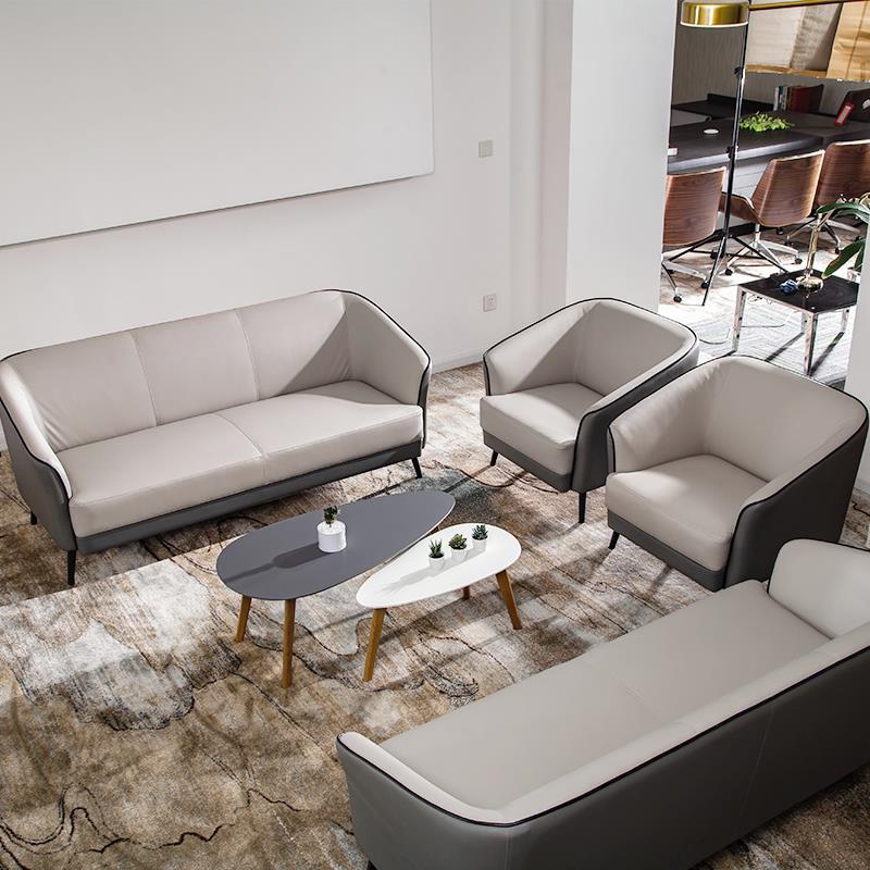 北欧办公室沙发茶几组合套装商务用会客休息区洽谈接待室卡座沙发