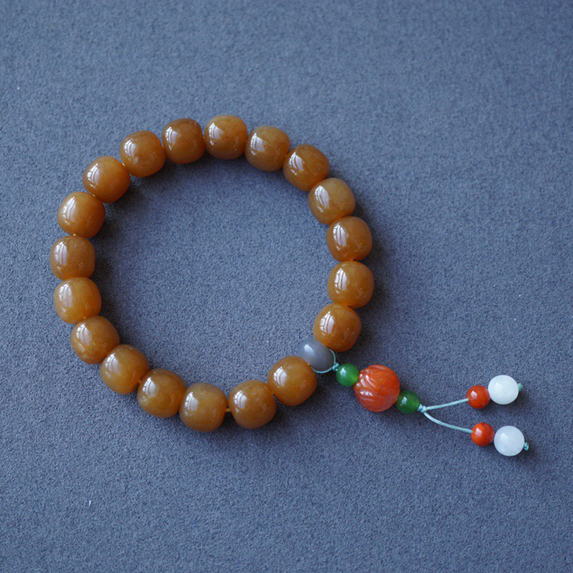 天然俄料和田玉且末糖玉9×10mm老型珠单圈手链油润