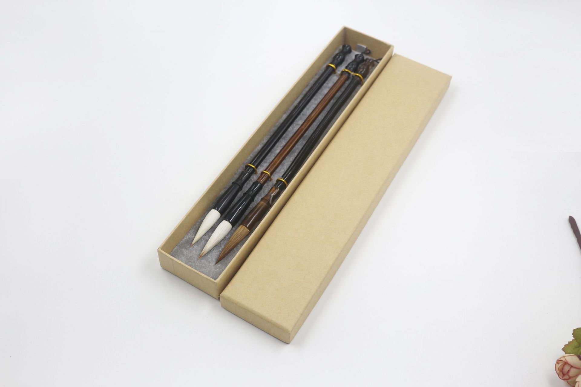 学习文具毛笔盒子三支装空笔盒礼品毛笔包装盒纸质直销文具盒