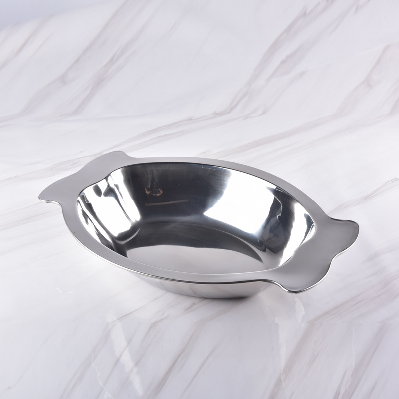 厂家批发不锈钢鱼形盆/水煮鱼盆酸菜鱼盆麻辣火锅盆/反边面盆盘