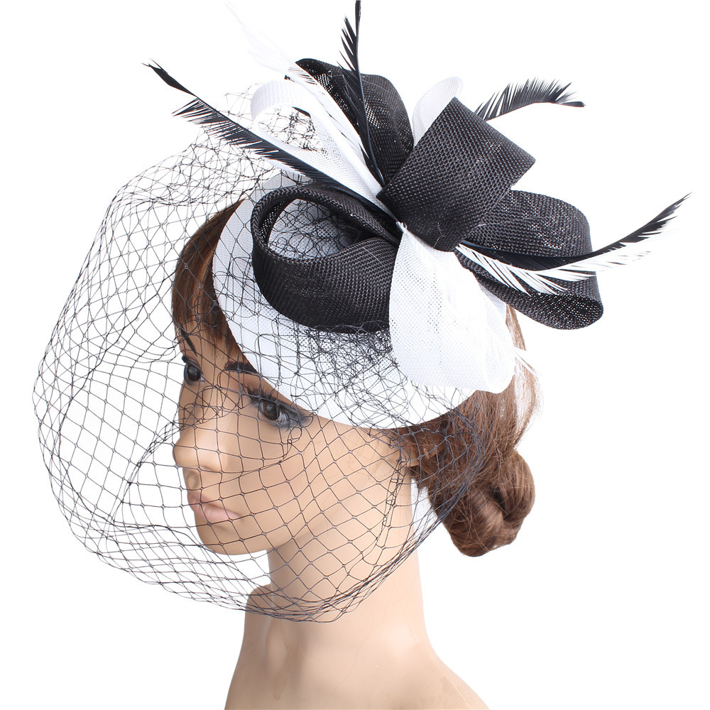 欧美新娘面纱头饰小礼帽复古旗袍发饰舞会礼帽赛马节遮面面纱饰品