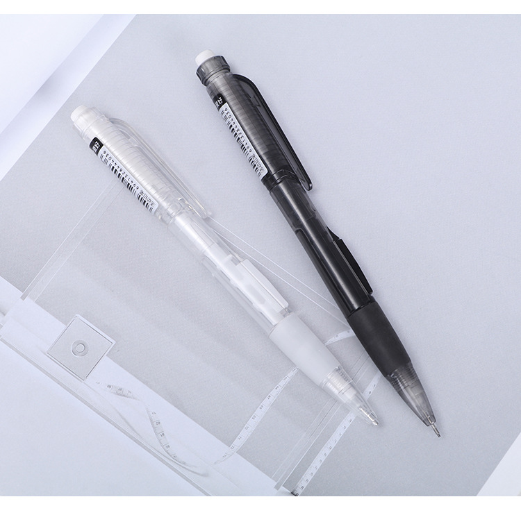 爱好文具 透明简约黑白自动铅笔 学生侧压按动活动铅笔0.5/0.7mm