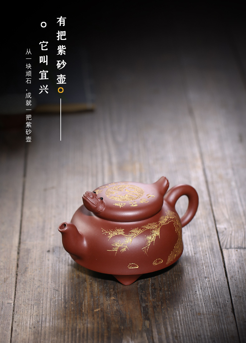 宜兴紫砂壶福寿双全壶原矿紫泥倪新安茶壶雨中砂厂家批发纯全手工