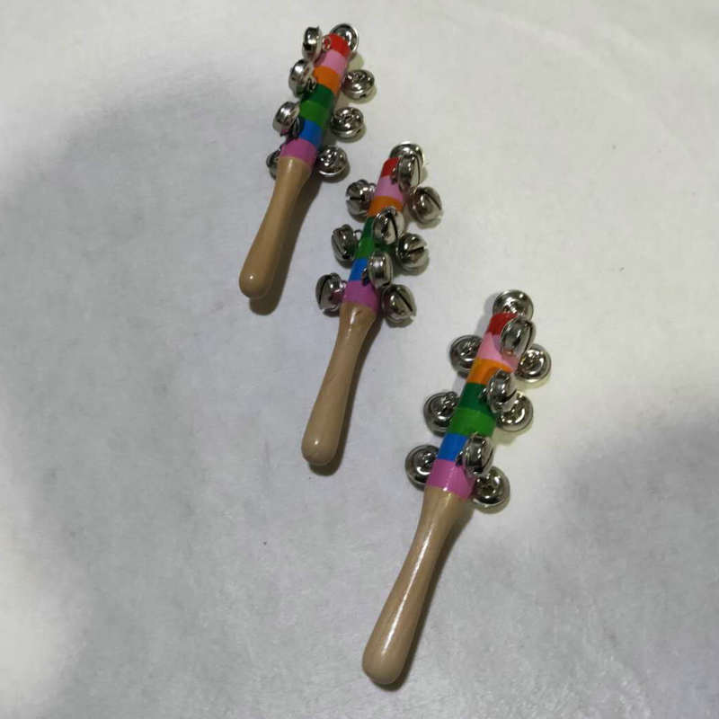 彩虹手摇铃 七彩摇铃 彩色十字摇铃婴儿幼益智早教玩具木制手摇铃_莫