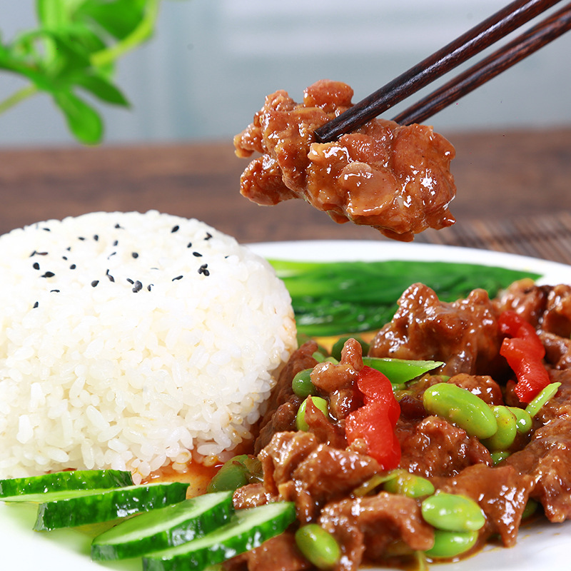 百家享园毛豆烧鸡盖浇饭料理包220g方便菜速食外卖快餐冷冻半成品