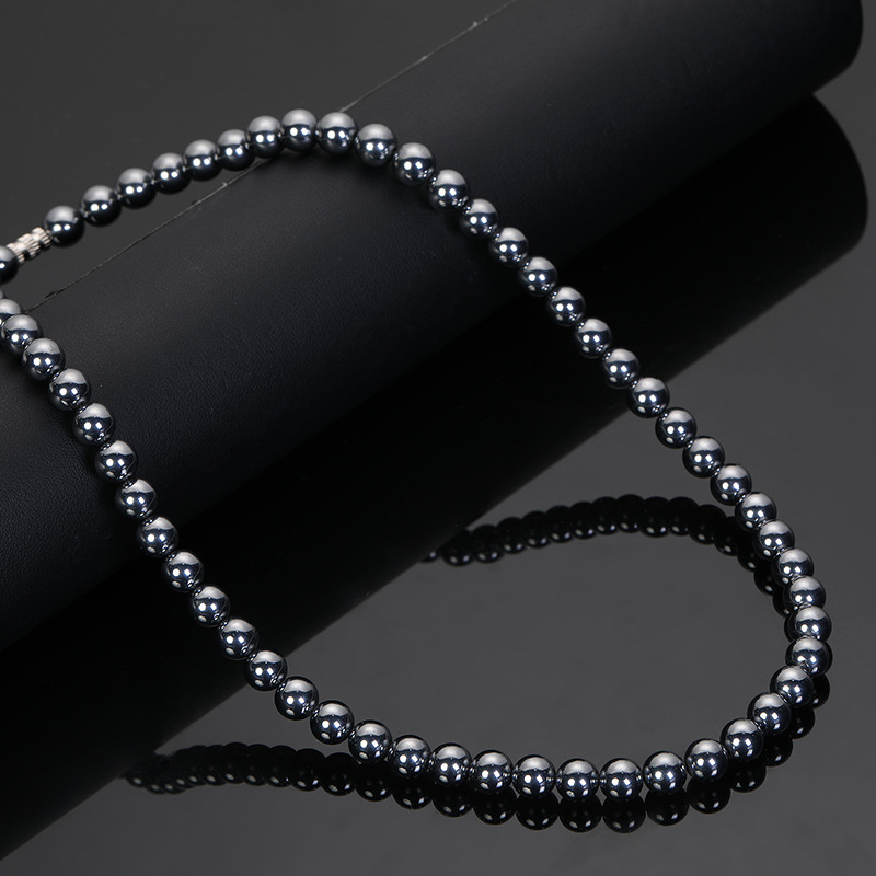 新款时尚潮流太赫兹磁石项链男女通用舒适美观赤铁矿圆珠链