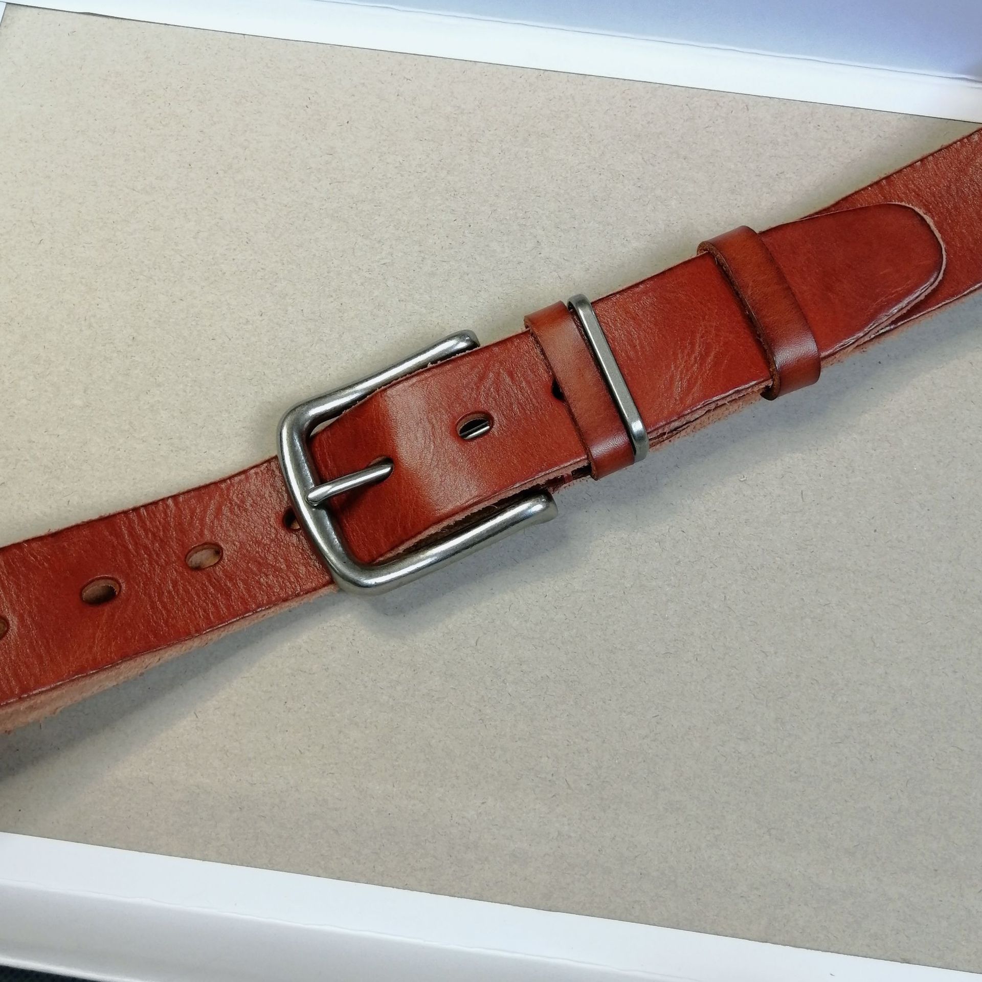 进口头层黄牛皮皮带腰带 3.8cm针扣 素面百搭 高品质t008