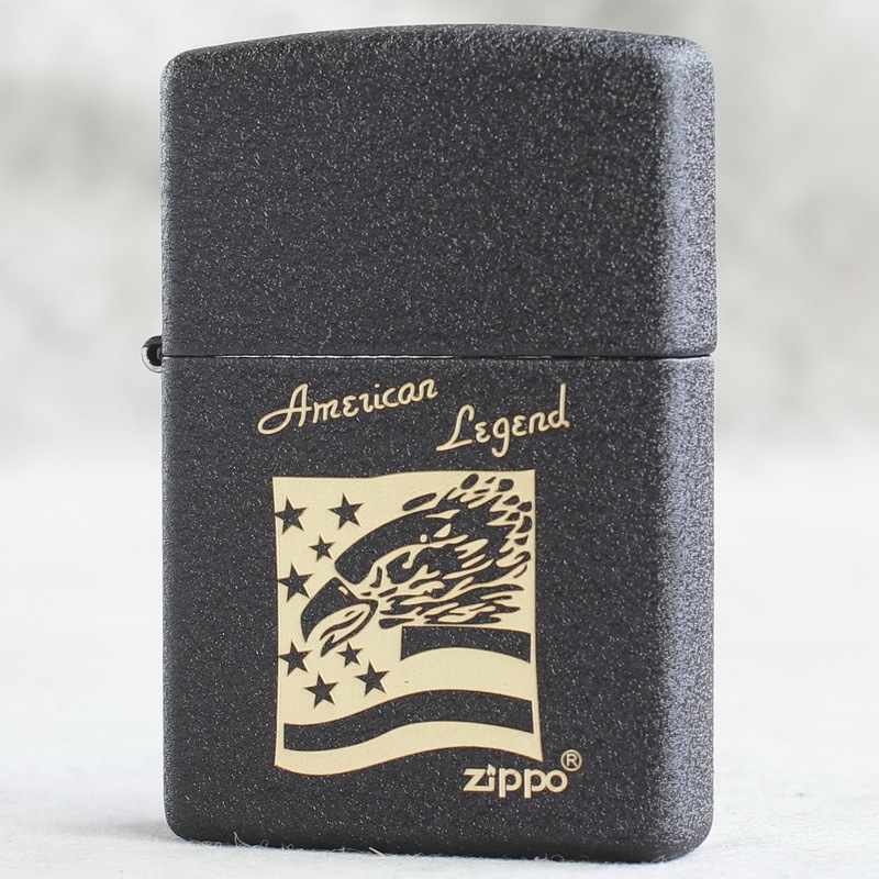 zippo防风煤油打火机236黑裂漆美国国旗鹰