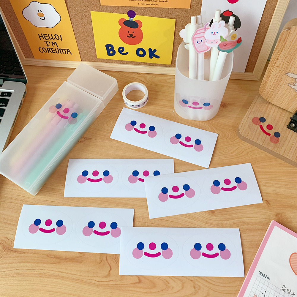 Korean Ins Cute Cloud Smiley Face Hand Ledger Sticker Cartoon Simple Student Sealing Paste Girl Heart Notebook Stickers