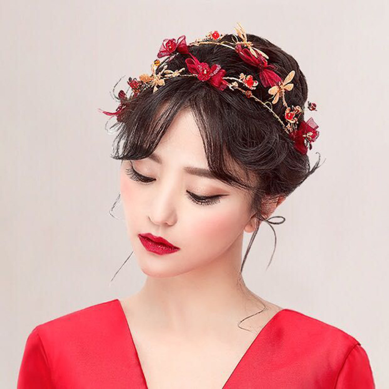 新娘头饰蝴蝶结花朵发箍韩式婚纱礼服敬酒服影楼写真造型发饰配饰