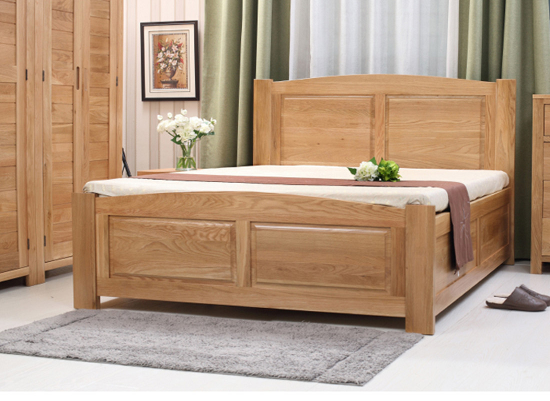 纯实木床白橡木储物床15高箱18米箱体双人床欧式卧室家具新婚大床