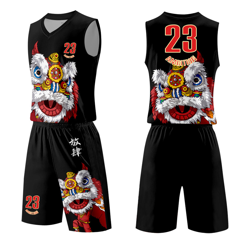 儿童成人篮球服套装男学生比赛训练国潮运动队服印花定制球衣厂家