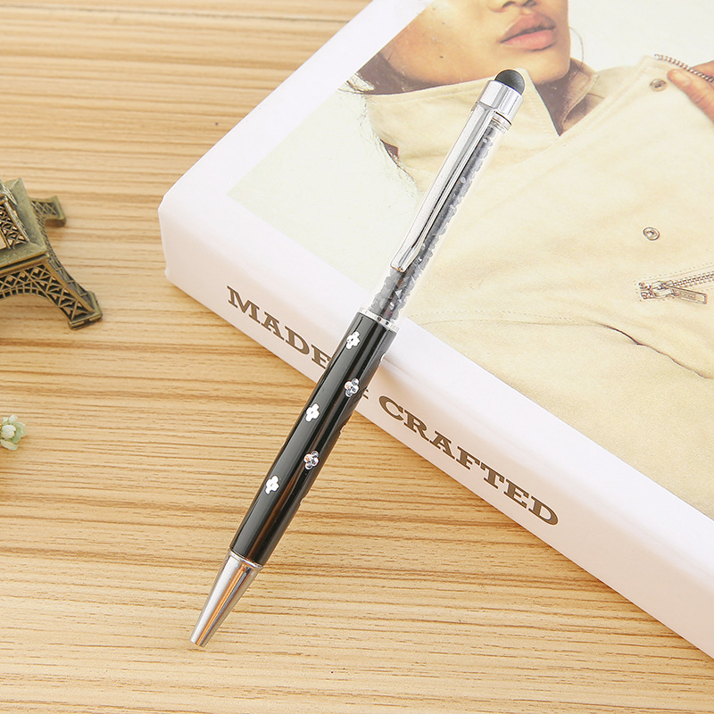 Plum Crystal Pen Capacitive Touch Screen Metal Ball Point Pen Multifunctional Pen Printable Logo Festival Gift Pen DIY