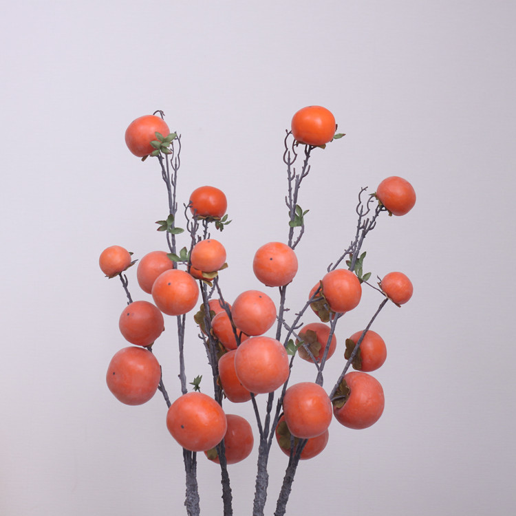 高档 仿真7头柿子枝 假花果树枝 婚庆摄影家居摆放 仿真植物装饰