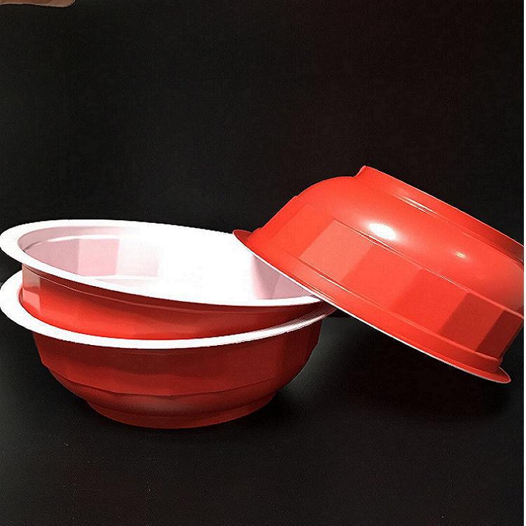 婚庆喜宴酒席家用加厚红碗360ml一次性pp塑料碗厂家供应