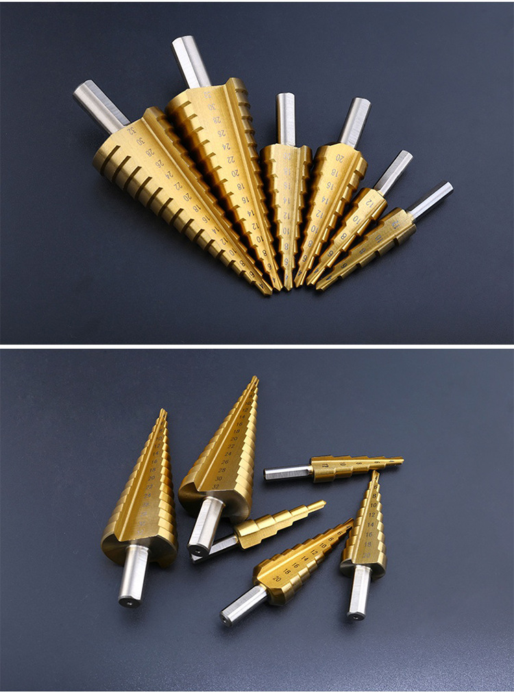 6pc组合(3支阶梯钻4-32 4-20 4-12 3支锯钻 3 6 8mm 高速钢钻