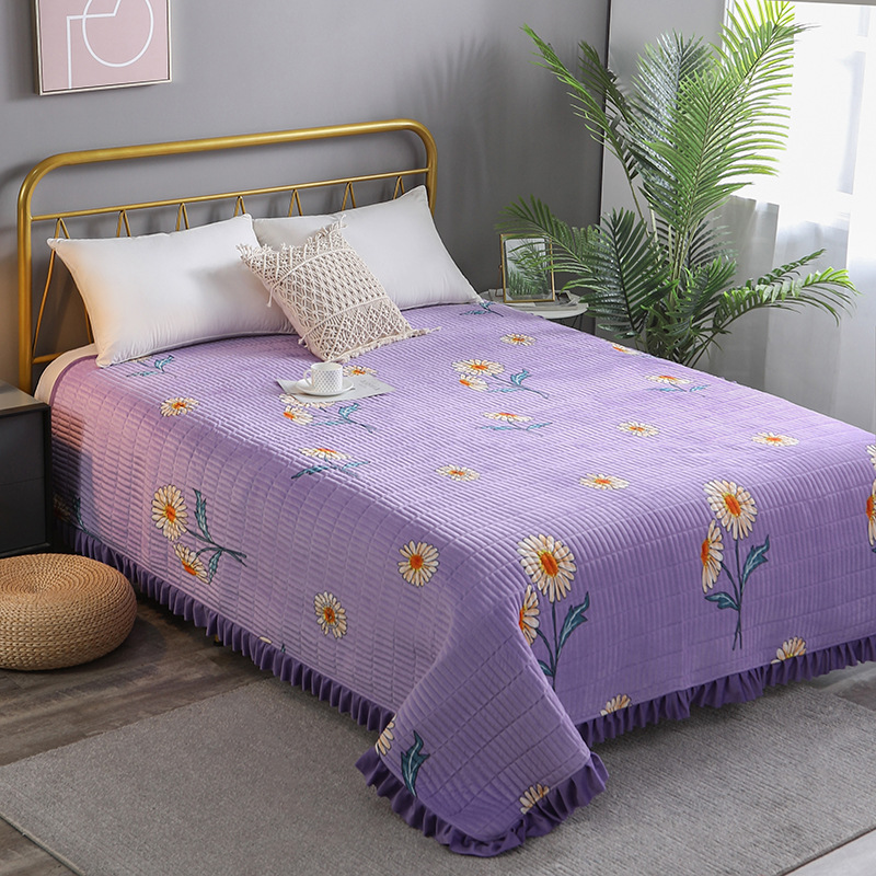 水晶绒床盖 保暖加厚夹棉榻榻米床单网红盖毯爬爬垫礼品厂家批发