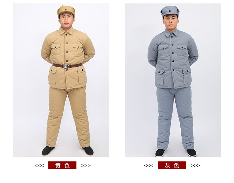 新款加厚棉军装大衣影视服装棉服套装红军成人八路军演出服表演服