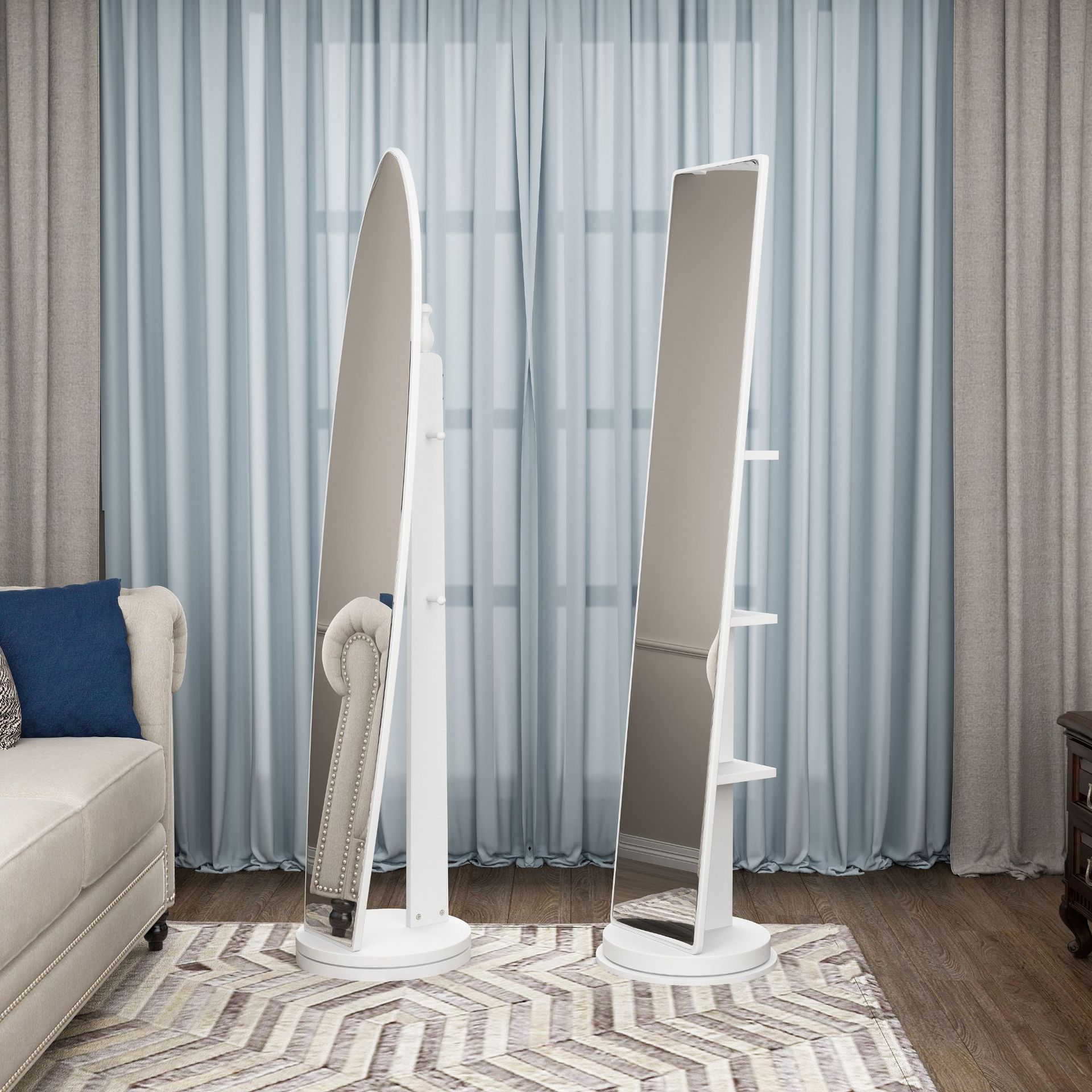 简约全身镜落地镜卧室立体式大镜子移动旋转穿衣镜女家用长试衣镜