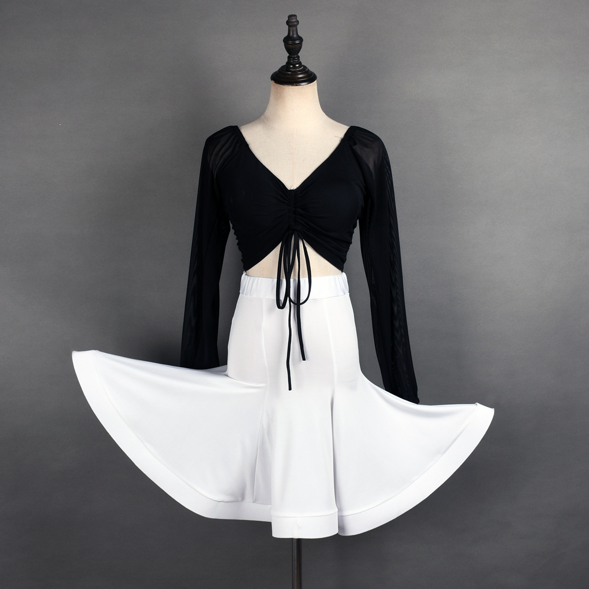 拉丁服装女成人鱼骨裙专服伦巴黑池拉丁舞裙大裙摆比赛服半身裙业