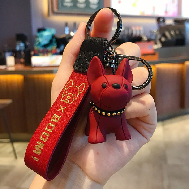 Cartoon Resin Jarre Aero Bull Puppy Key Chain Cute Creative Exquisite Bulldog Key Chain Couple Package Pendant Hanging Ornaments