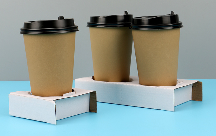 奶茶杯托外卖牛皮纸杯托一次性奶茶杯打包袋底座单双杯纸杯托杯架