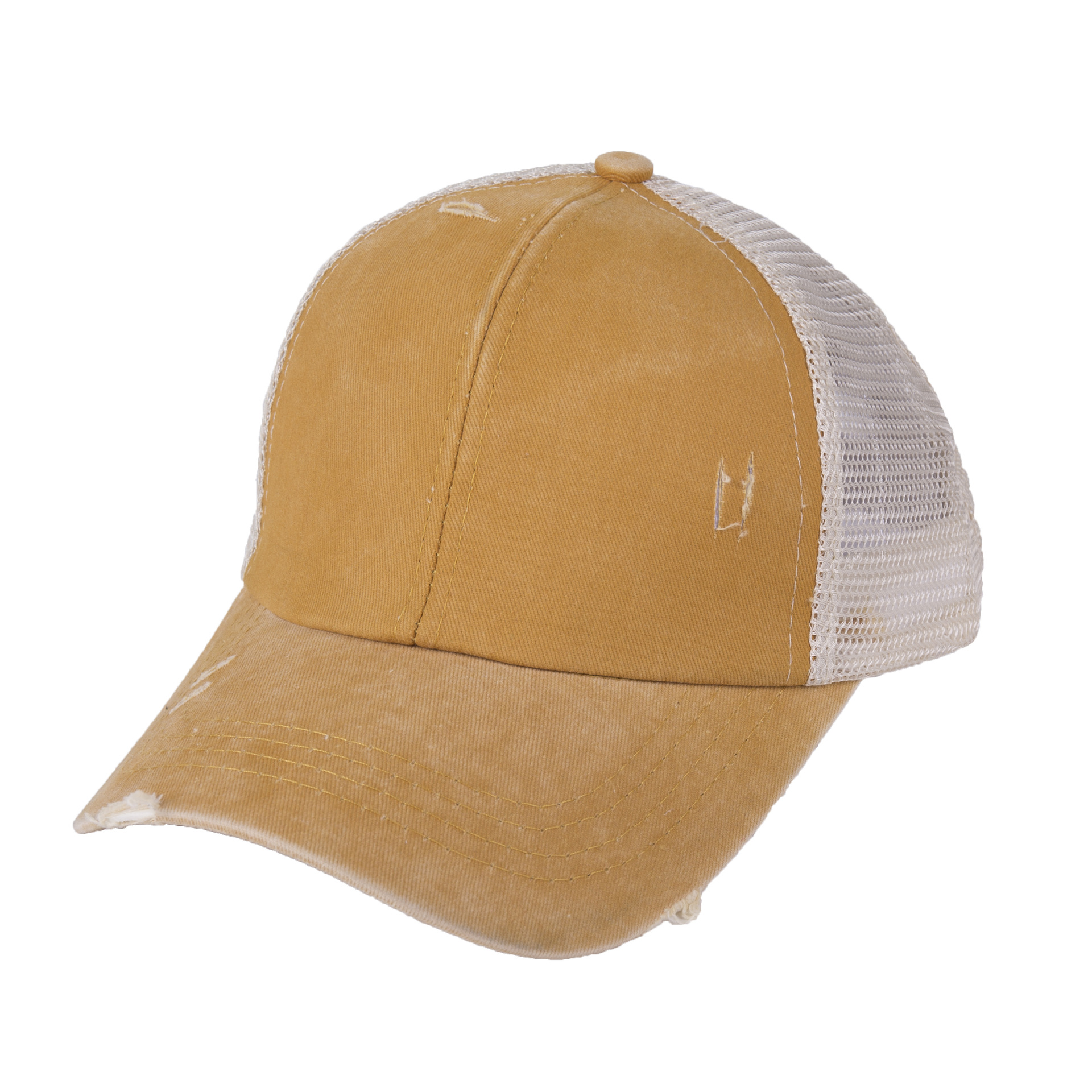 Washed Cross Ponytail Baseball Cap Foreign Trade Hat Female Summer Spring Autumn Distressed Outdoor Solid Color Peaked Cap