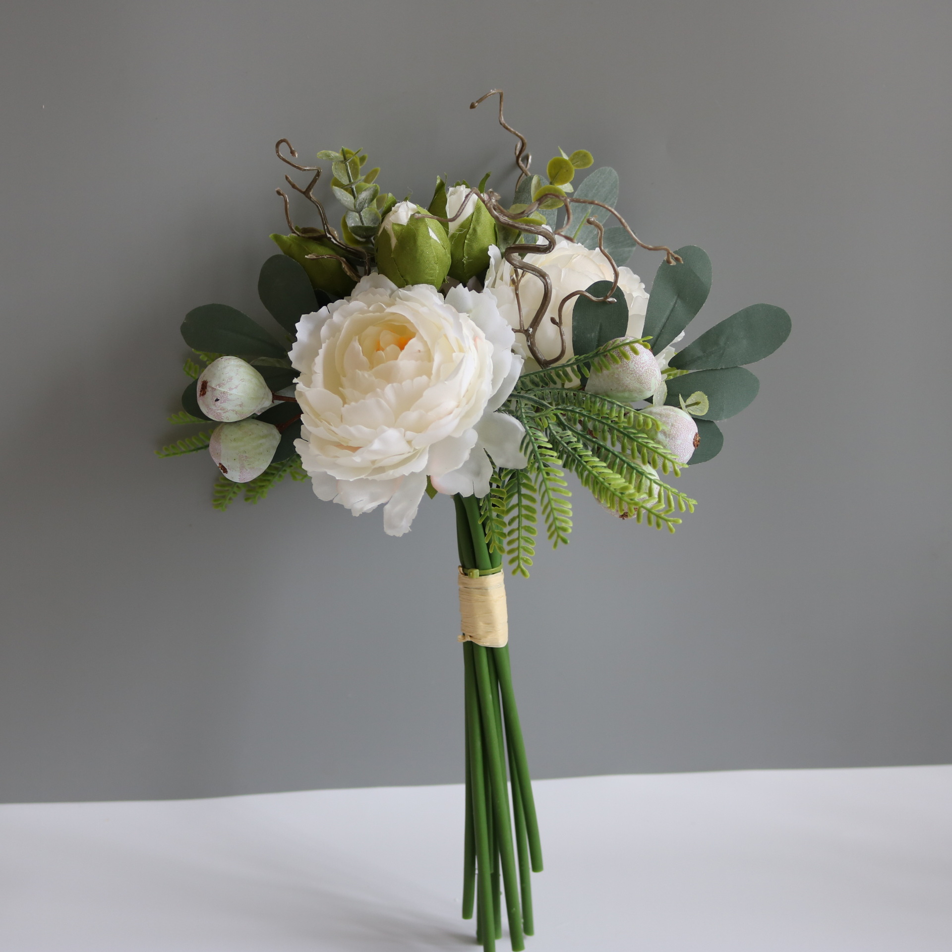 ins北欧新娘手捧花尤加利牡丹餐桌茶几装饰摆件