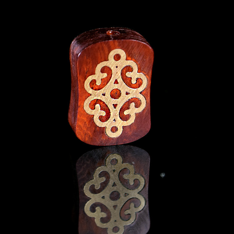 紫檀木镶嵌银丝铜丝手链手串diy雕刻配饰腰型紫檀木配件供应