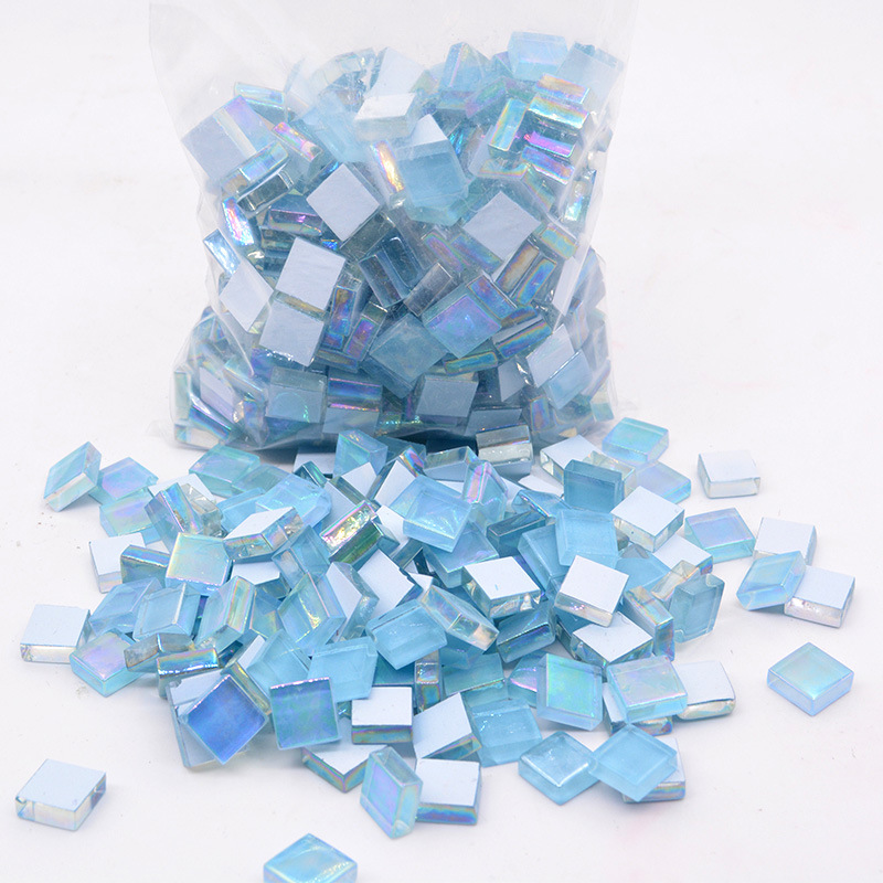 云母玻璃片创意立体雕刻拼图材料白色灰色diy彩色玻璃片马赛克杯镶嵌