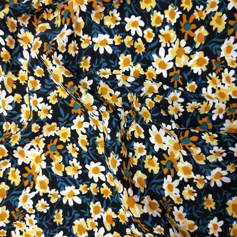 2021春夏新款雪纺小碎花太阳花印花面料服装衬衫小雏菊印花布料