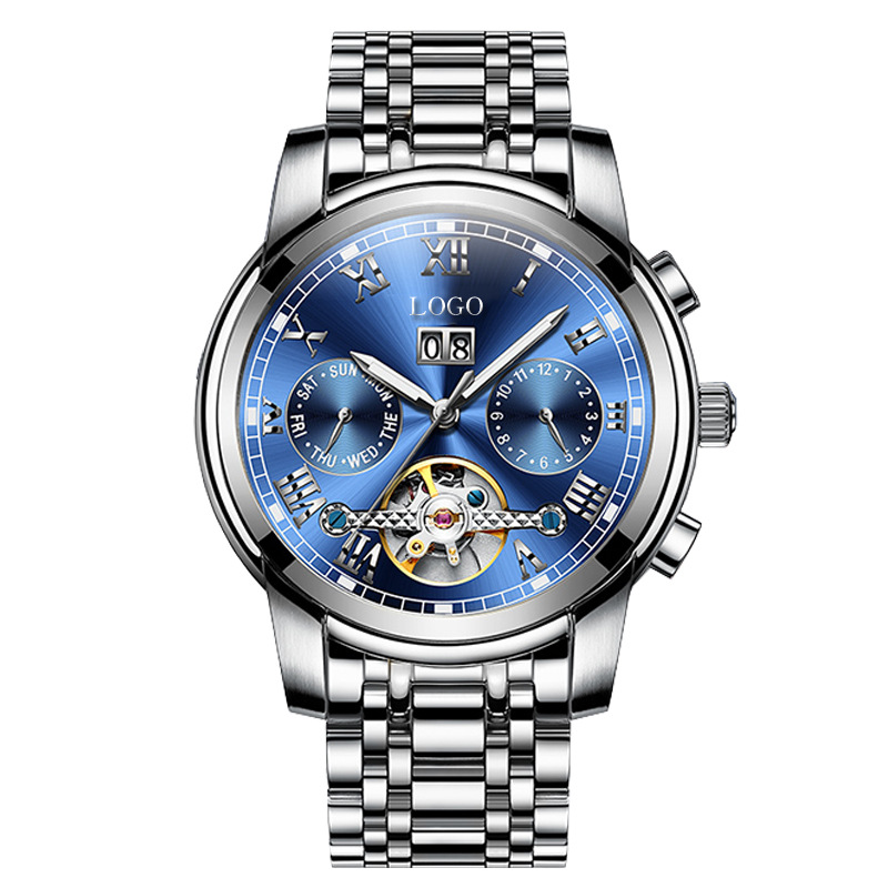 一秒全自动镂空机械男士手表零售加工定制小量批发